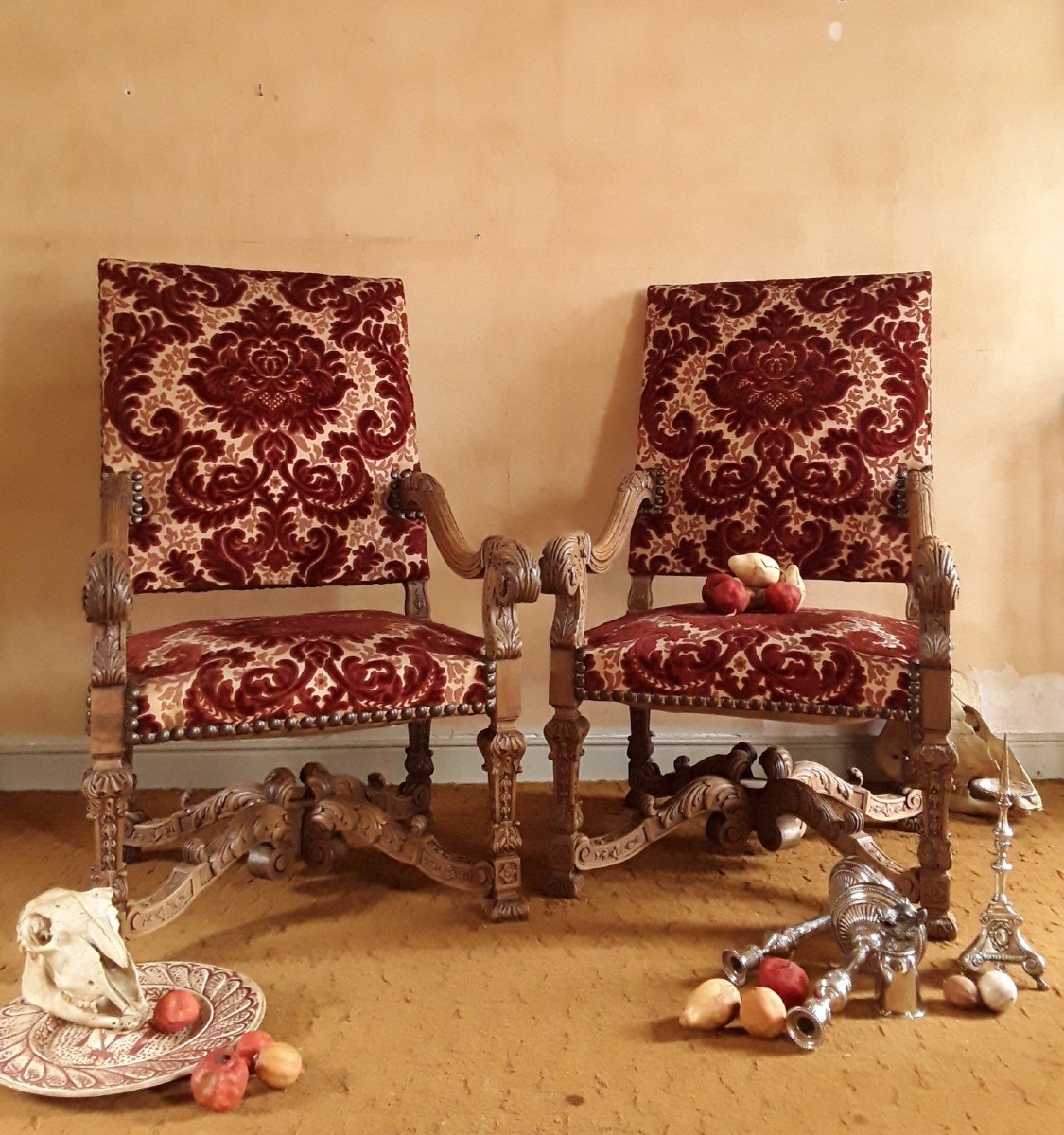 Paire De Fauteuils d'Apparat. Style Louis XIV.-photo-2