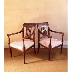 Pair Of Directoire Period Armchairs.