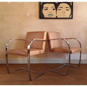 Pair Of Armchairs By Mies Van Der Rohe.