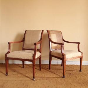 Pair Of Officer Armchairs Stamped P. Achard.