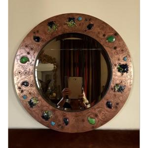Important Circular Mirror From The 70's. (diameter 65 Cm).