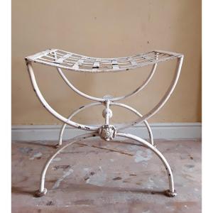 Wrought Iron Curule Stool. 