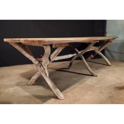 Large Dining Table In Driftwood.