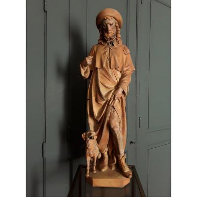 Sculpture "St Roch" en terre cuite. 