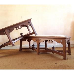 Pair Of Large Art Nouveau Benches.