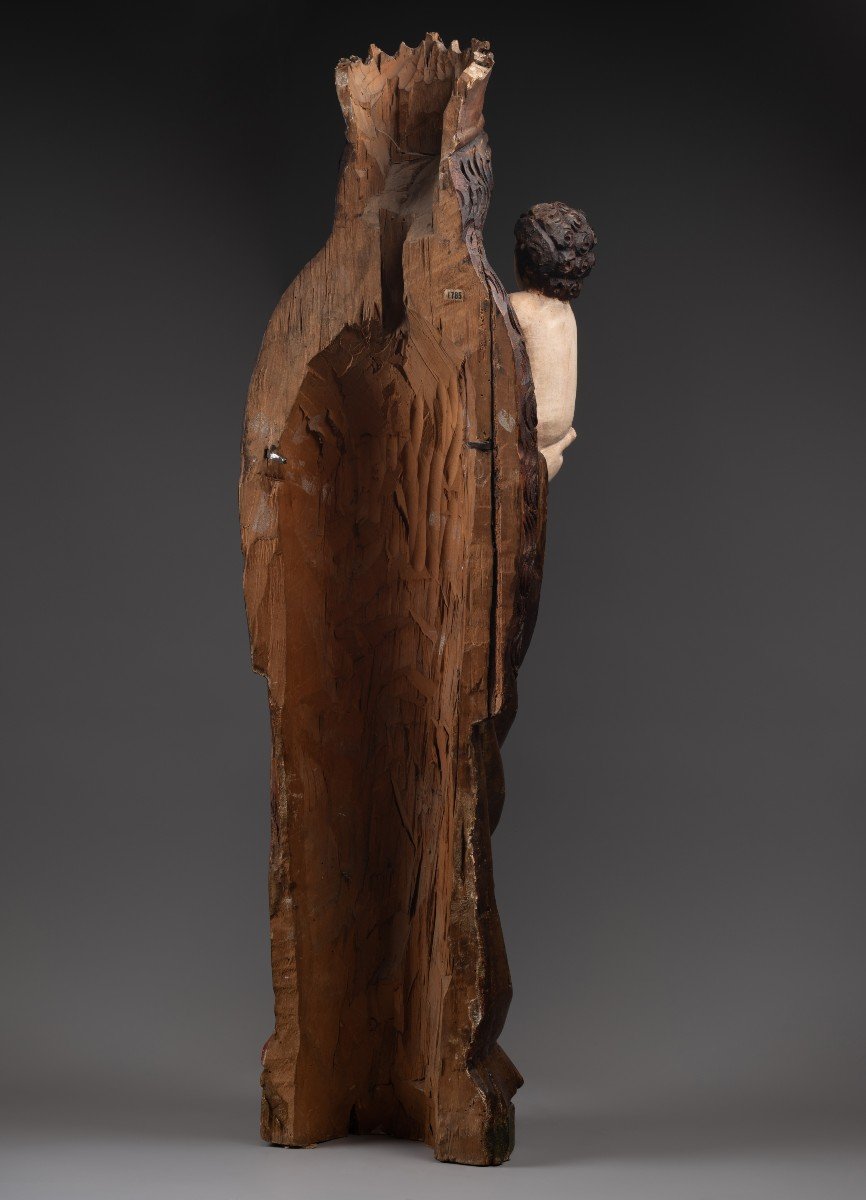 A 15th C. German Polychrome Limewood Virgin With Child-photo-5