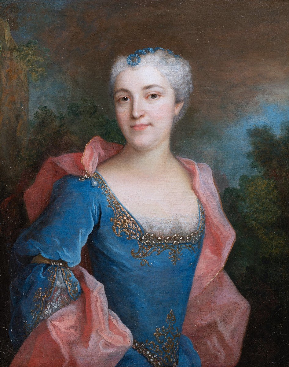 Henri Millot, élève De Largilliere, Signé Et Daté 1724 Portrait De Louise Dorothée Von Hoffman-photo-3