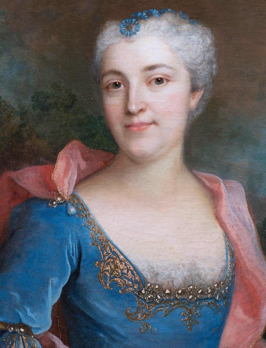 Henri Millot, élève De Largilliere, Signé Et Daté 1724 Portrait De Louise Dorothée Von Hoffman-photo-4