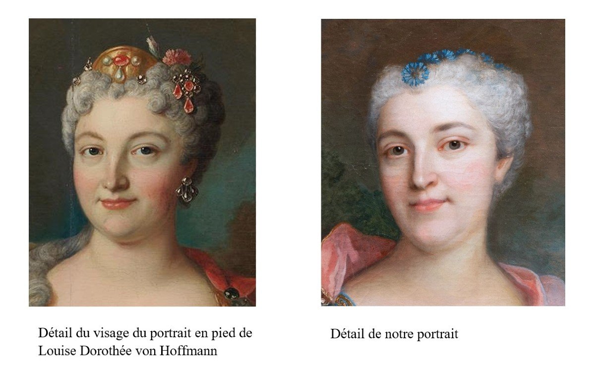 Henri Millot, élève De Largilliere, Signé Et Daté 1724 Portrait De Louise Dorothée Von Hoffman-photo-6