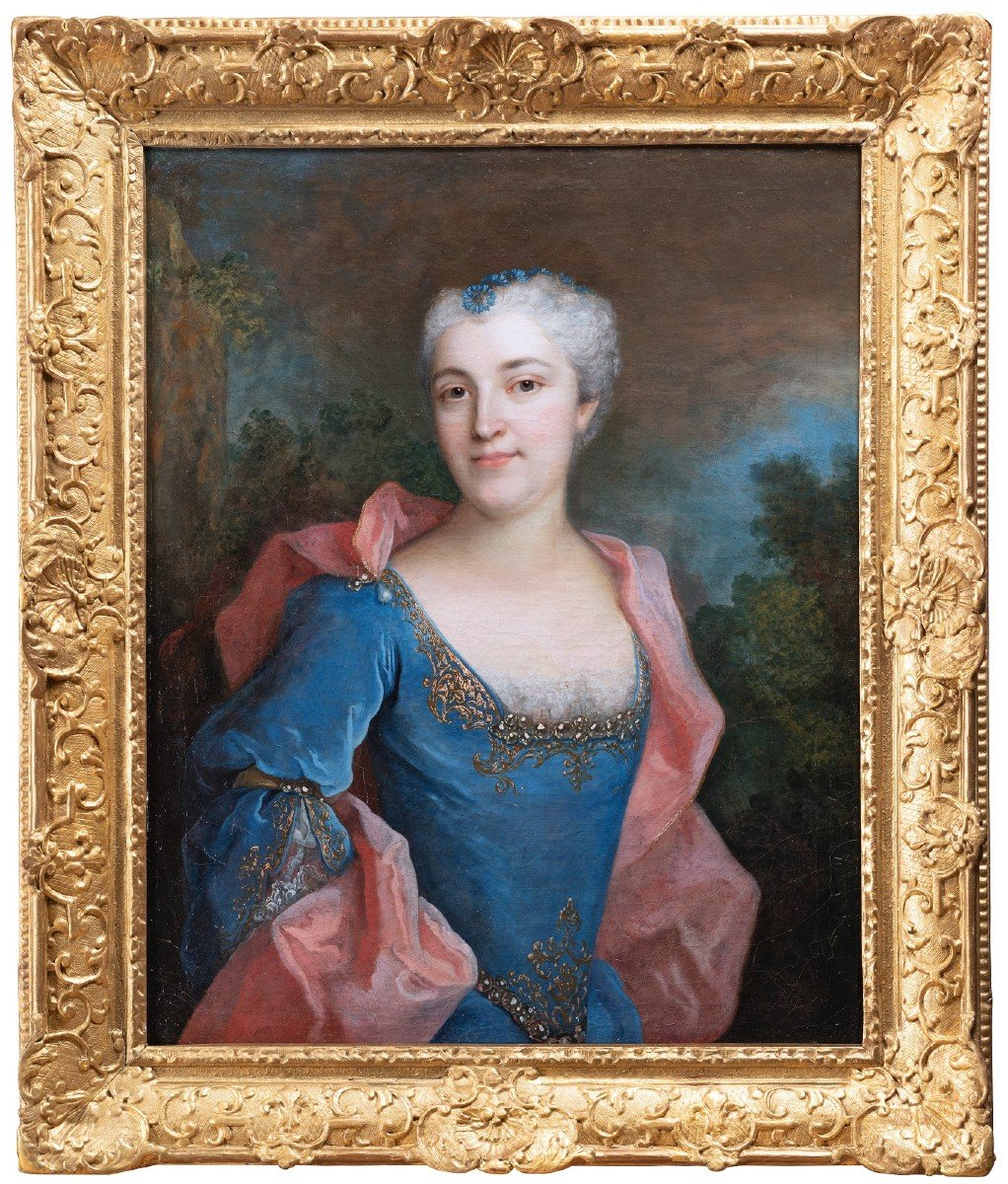 Henri Millot, élève De Largilliere, Signé Et Daté 1724 Portrait De Louise Dorothée Von Hoffman