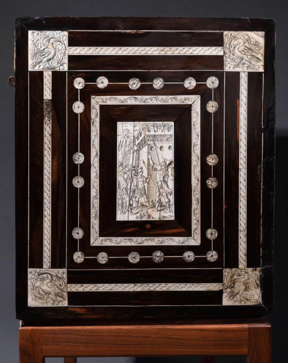 Cabinet En ébène Et Ivoire Gravé, Naples Vers 1600, XVIIème Siècle-photo-6