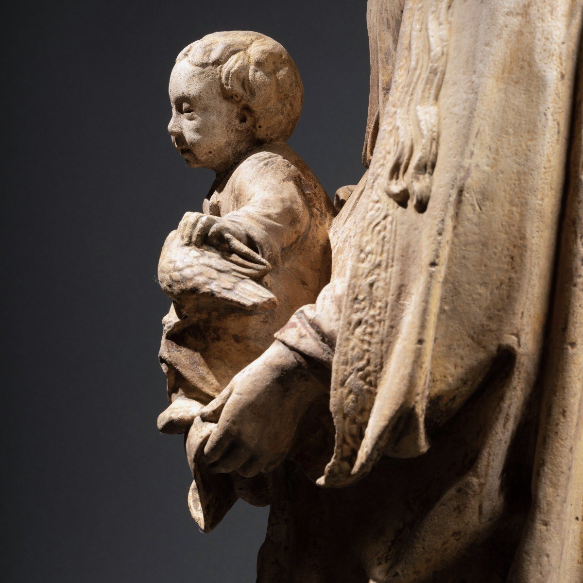 Vierge à L’enfant En Pierre, école De Troyes, Champagne Début Du XVIe Siècle-photo-3