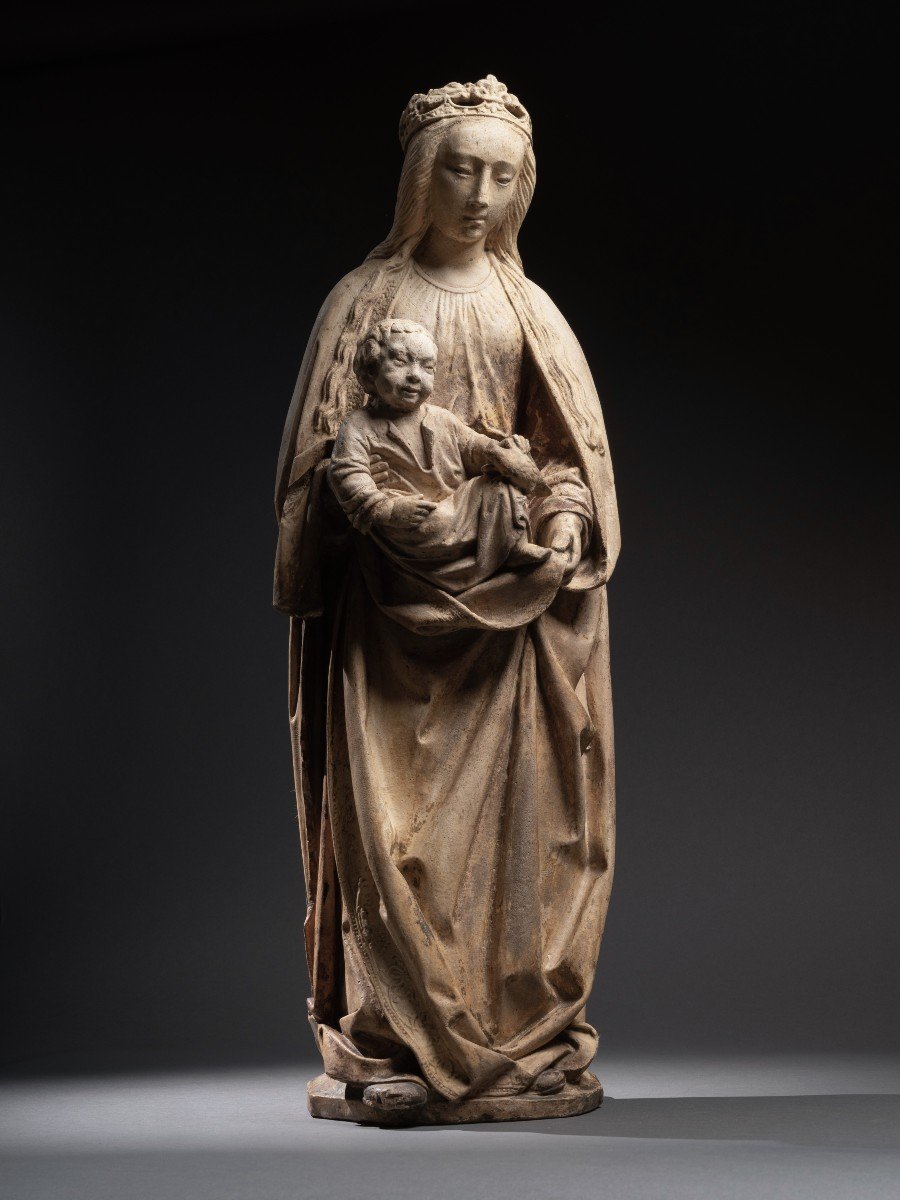 Vierge à L’enfant En Pierre, école De Troyes, Champagne Début Du XVIe Siècle