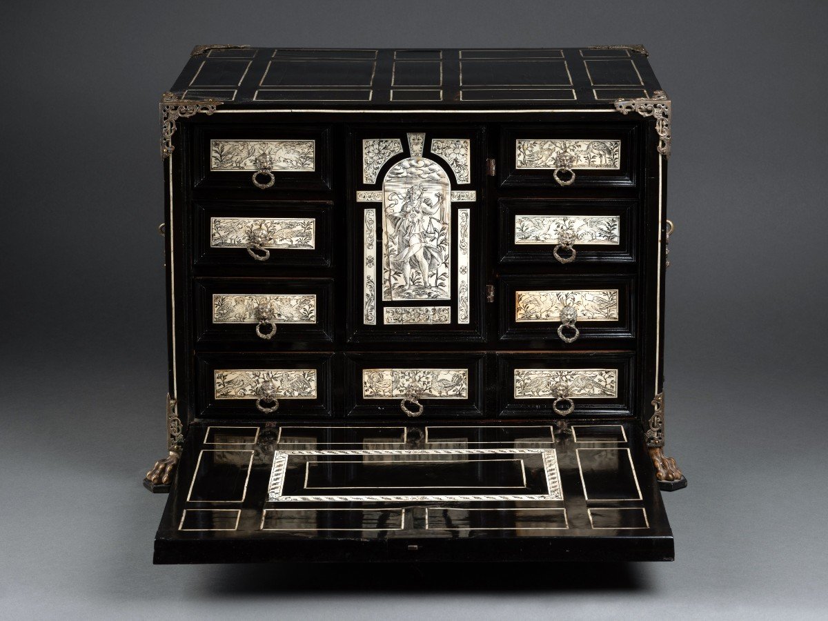 Cabinet En ébène Et Ivoire, Milan, Italie, XVIIe Siècle-photo-2