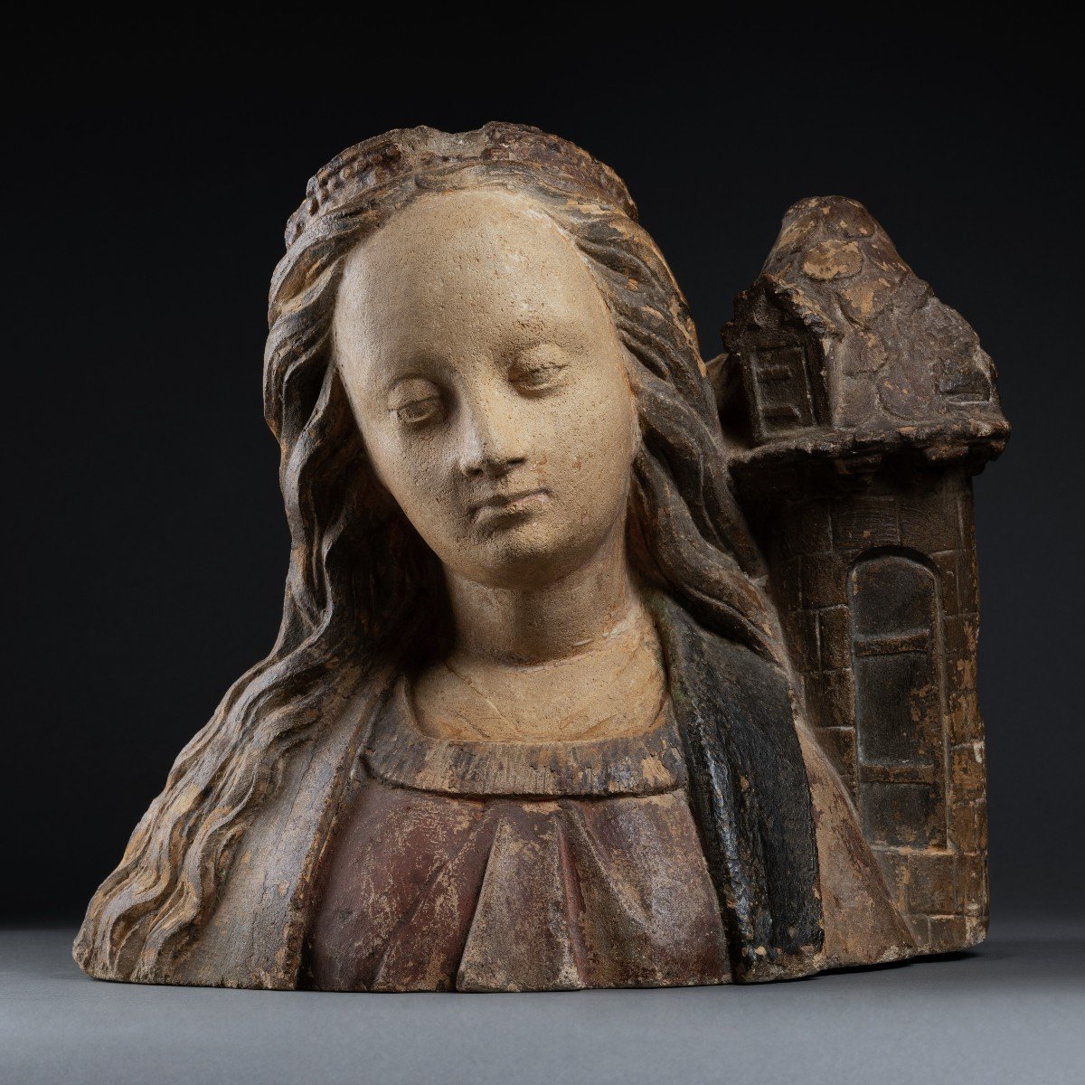Buste De Sainte Barbe, école De Troyes, Champagne, Début Du XVIème Siècle-photo-2