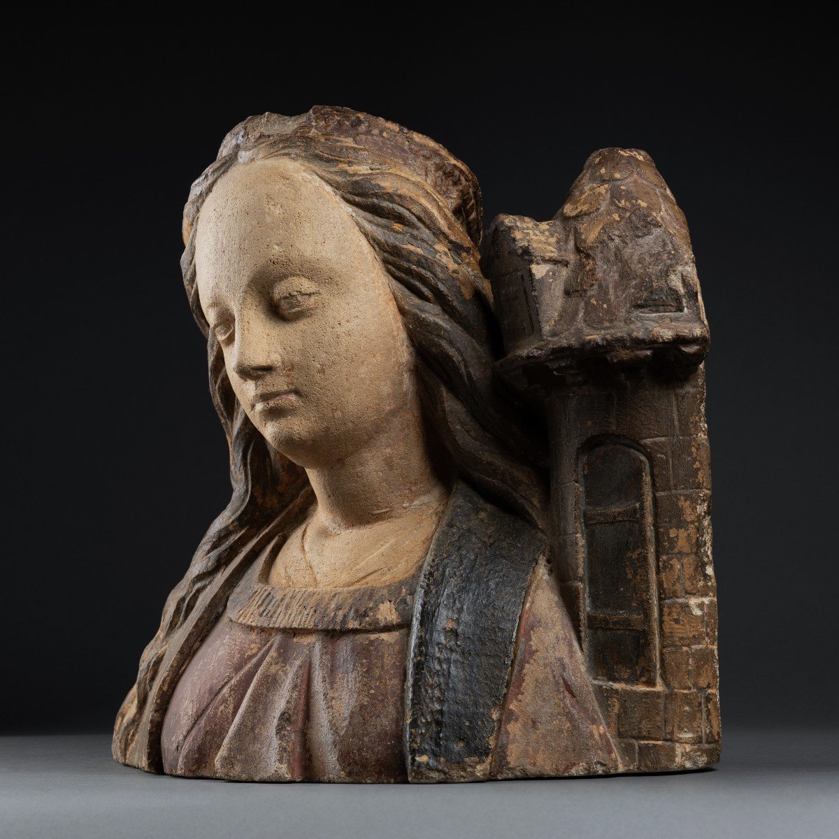 Buste De Sainte Barbe, école De Troyes, Champagne, Début Du XVIème Siècle-photo-3