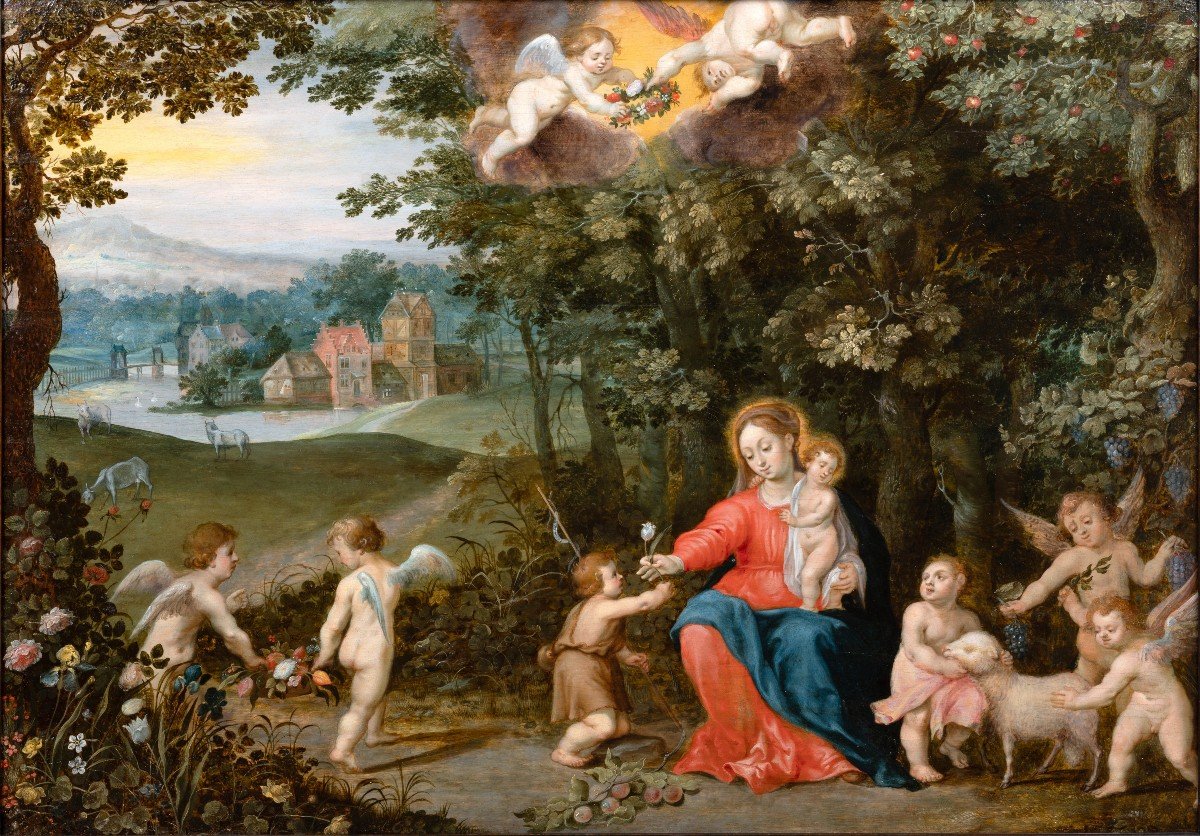 Atelier De Jan Bruegel Le Jeune & Hendrick Van Balen – La Vierge à L’enfant, Début Du XVIIème-photo-4