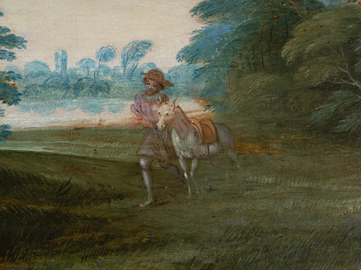 Rest On The Flight Into Egypt - Attributed To Pieter Van Avont (1600-1652) 17th Century Antwerp-photo-1