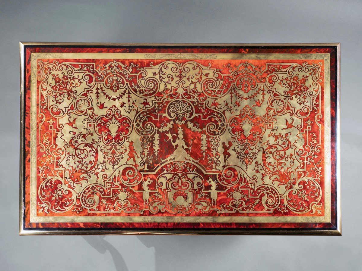 Bureau Mazarin En Marqueterie D’écaille Et De Laiton, époque Louis XIV, attr. à Nicolas Sageot-photo-5