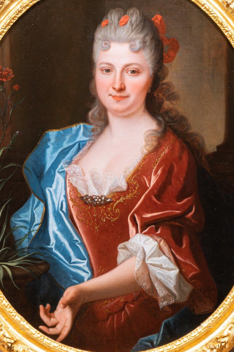 Portrait Of A Lady With Carnations, Jean Ranc (1674 - 1735), Paris Circa 1700-photo-2
