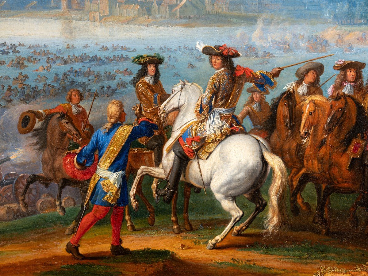 Louis XIV At The Crossing Of The Rhine, Signed Adam-frans Van Der Meulen (1632 -1690)-photo-4