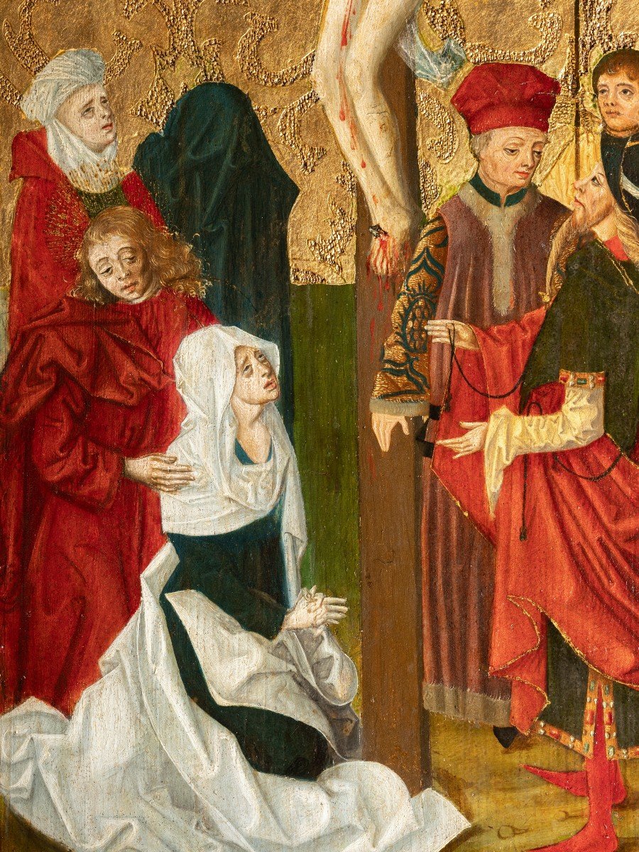 Crucifixion On A Gold Background, South Germany, Circa 1470-1480, 15th Century-photo-4