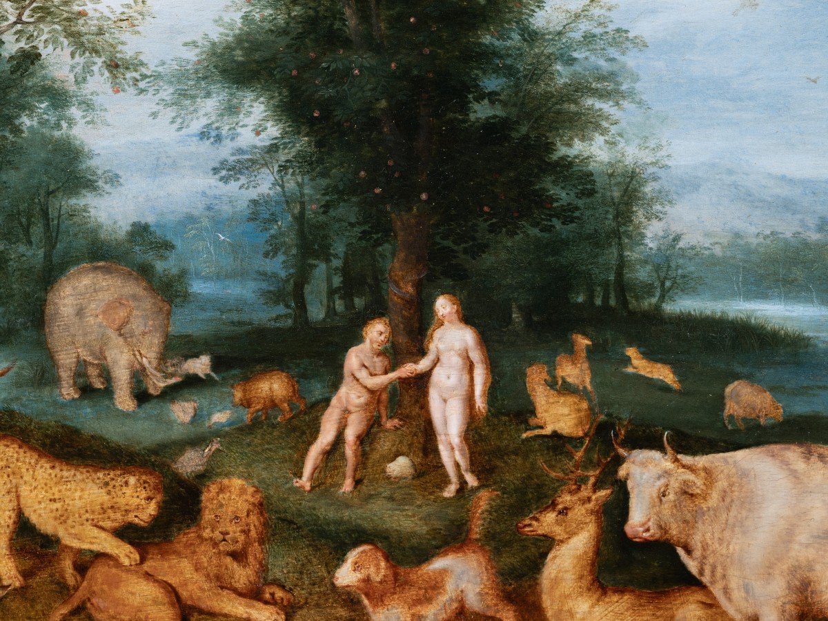 Adam And Eve In Paradise, Studio Of Jan Brueghel The Younger (1601-1678), 17th Century Antwerp -photo-1