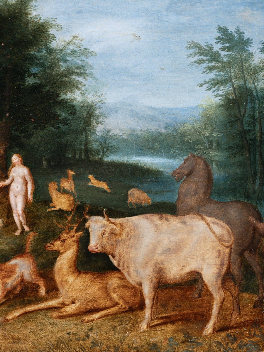 Adam And Eve In Paradise, Studio Of Jan Brueghel The Younger (1601-1678), 17th Century Antwerp -photo-2