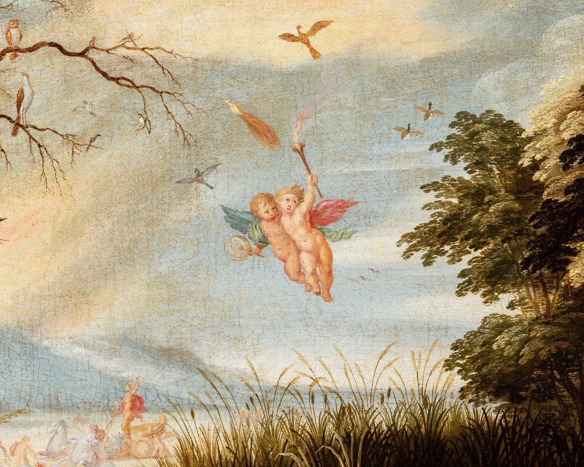 The Allegory Of The Four Elements, Pupil Of Jan Brueghel The Younger, 17th C. Antwerp School-photo-2