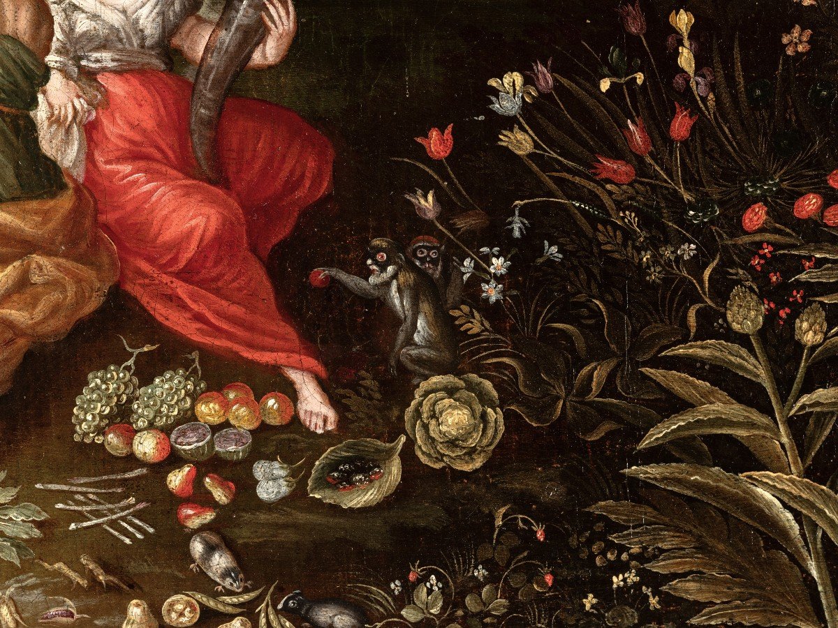 The Allegory Of The Four Elements, Pupil Of Jan Brueghel The Younger, 17th C. Antwerp School-photo-4