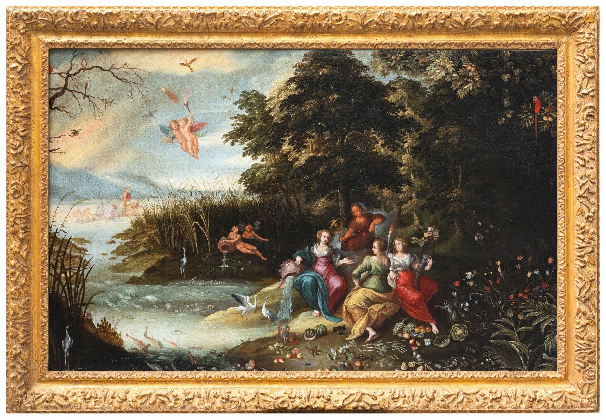 The Allegory Of The Four Elements, Pupil Of Jan Brueghel The Younger, 17th C. Antwerp School