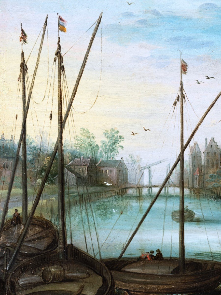Paysage Fluvial, Atelier De Jan Breughel Le Jeune (1601-1678), école Anversoise Du XVIIème Sièc-photo-4