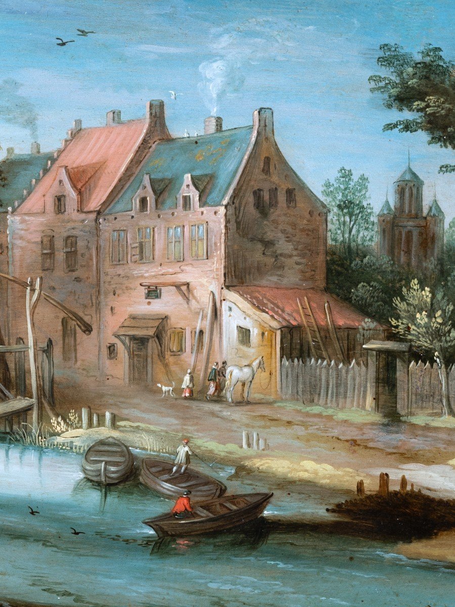 Paysage Fluvial, Atelier De Jan Breughel Le Jeune (1601-1678), école Anversoise Du XVIIème Sièc-photo-5