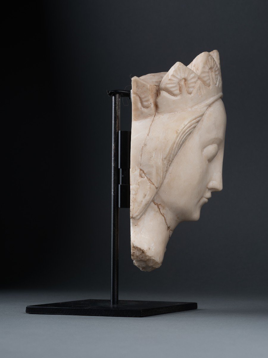 A 15th Century Nottingham Alabaster Head Of A Virgin-photo-3