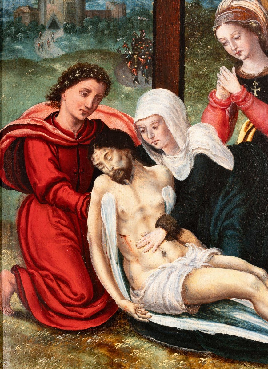 Lamentation Of Christ,  16th Century Antwerp School, Renaissance Period-photo-3