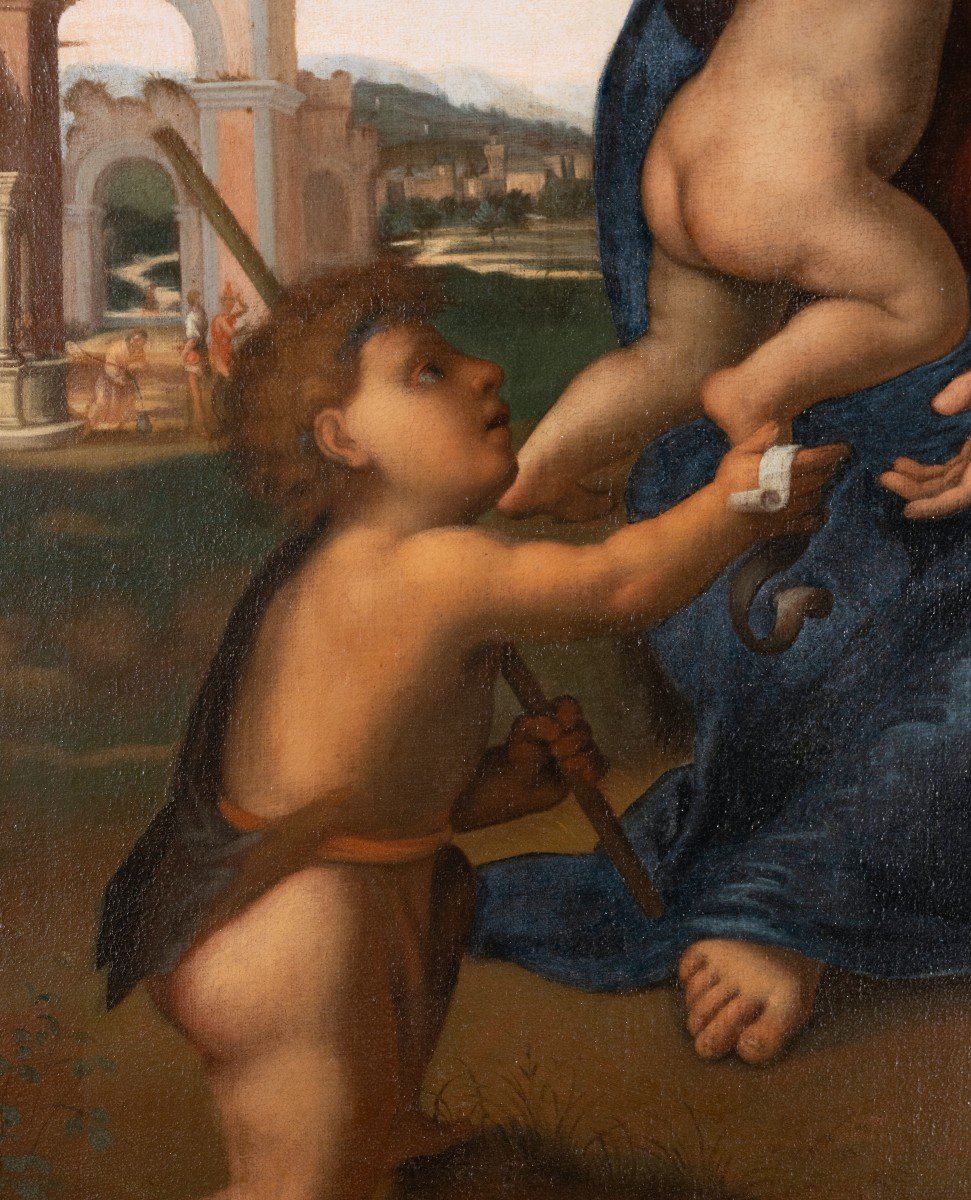 Ecole Italienne Du XVIIe Siècle, La Vierge à L’enfant Avec Saint Jean Baptiste-photo-3