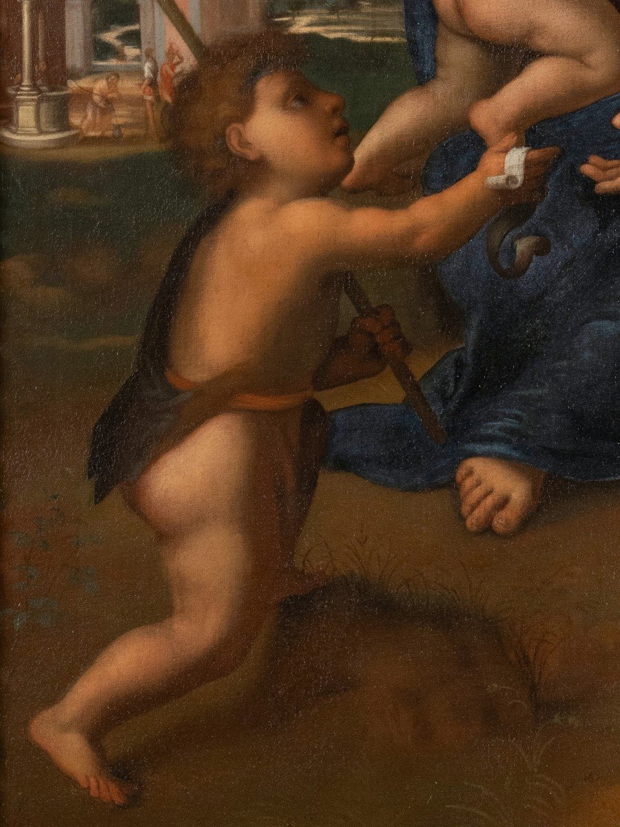 Ecole Italienne Du XVIIe Siècle, La Vierge à L’enfant Avec Saint Jean Baptiste-photo-2