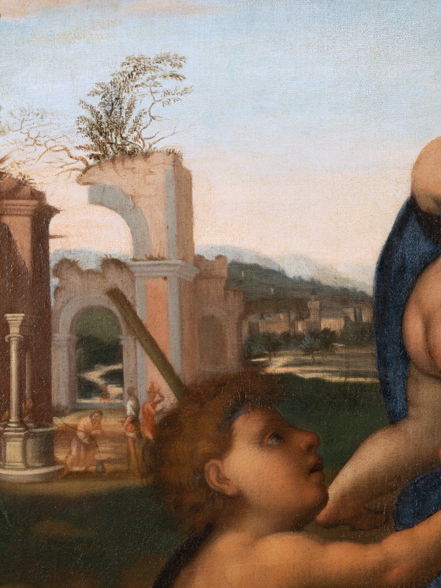 Ecole Italienne Du XVIIe Siècle, La Vierge à L’enfant Avec Saint Jean Baptiste-photo-3