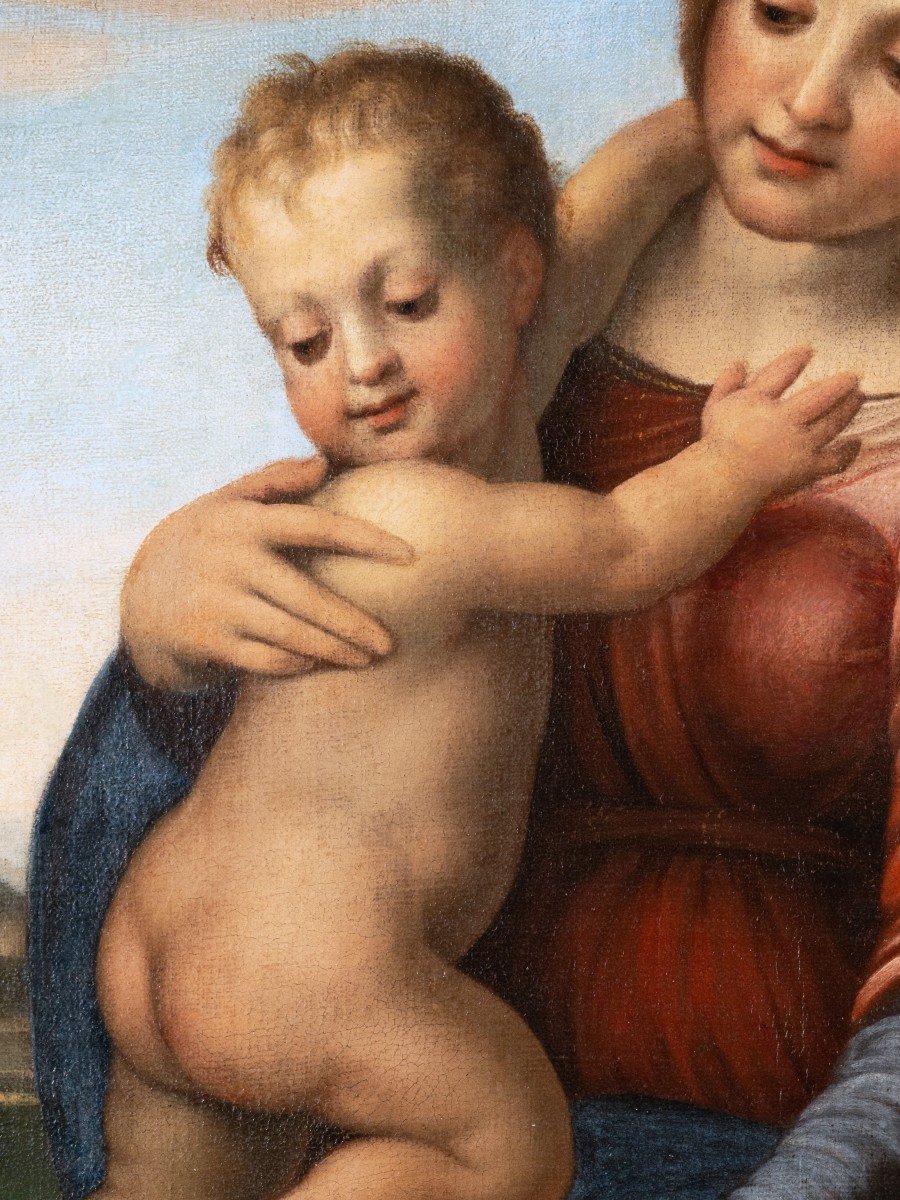 Ecole Italienne Du XVIIe Siècle, La Vierge à L’enfant Avec Saint Jean Baptiste-photo-4