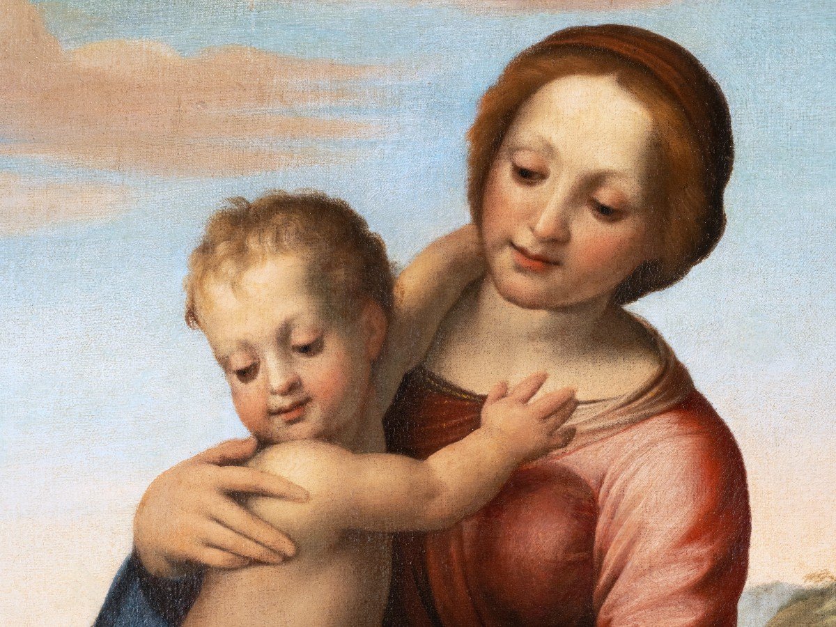 Ecole Italienne Du XVIIe Siècle, La Vierge à L’enfant Avec Saint Jean Baptiste-photo-5