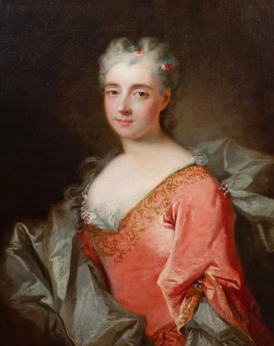 Portrait Of A Young Lady By Robert Le Vrac Tournieres (1667-1752), Circa 1725-photo-2