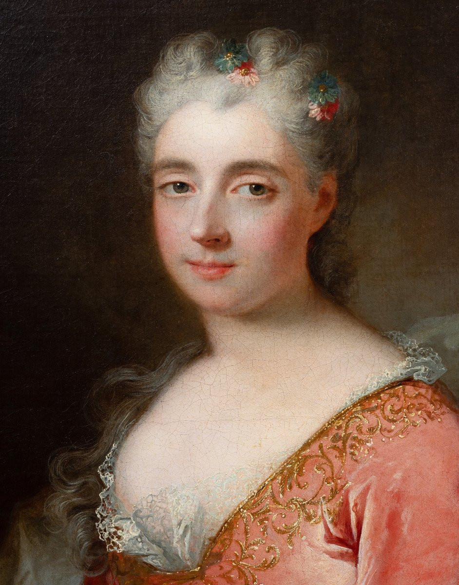 Portrait Of A Young Lady By Robert Le Vrac Tournieres (1667-1752), Circa 1725-photo-3