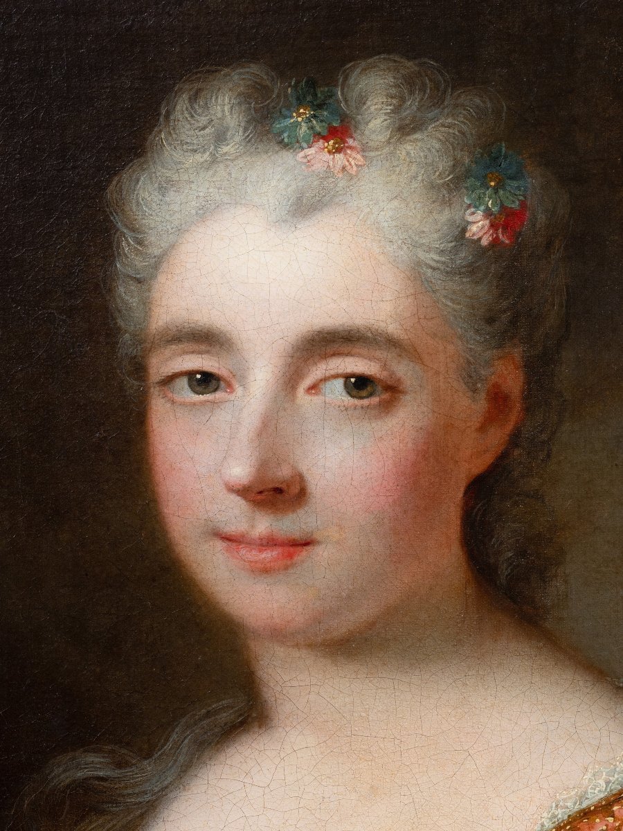 Portrait Of A Young Lady By Robert Le Vrac Tournieres (1667-1752), Circa 1725-photo-4