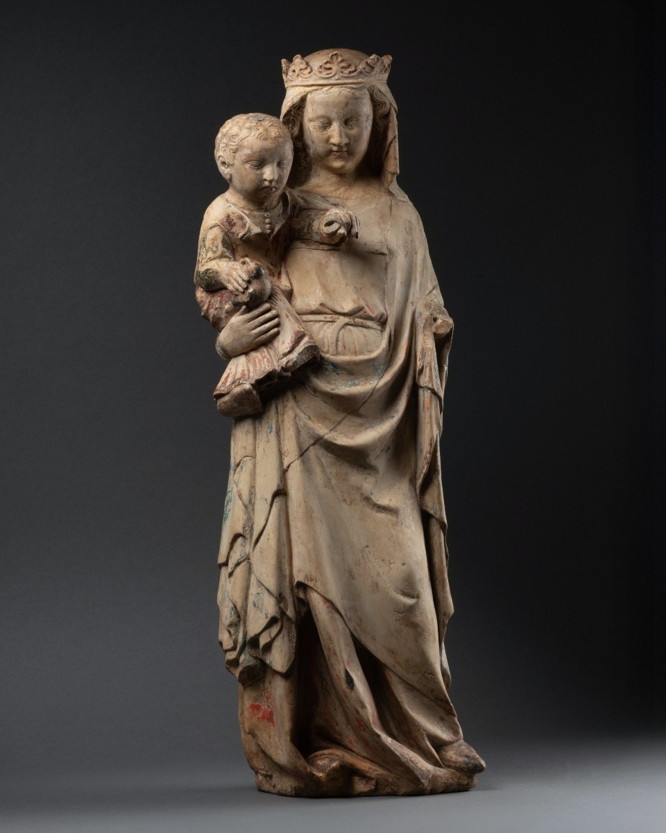 Limestone Figure Of Virgin And Child, Lorraine, 14th Century