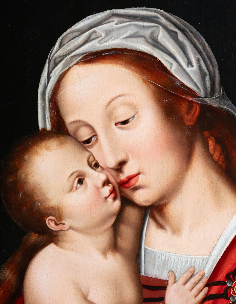 Vierge à l’enfant, atelier d’Adriaen Isenbrant (1480–1551), Bruges, XVIème siècle-photo-3