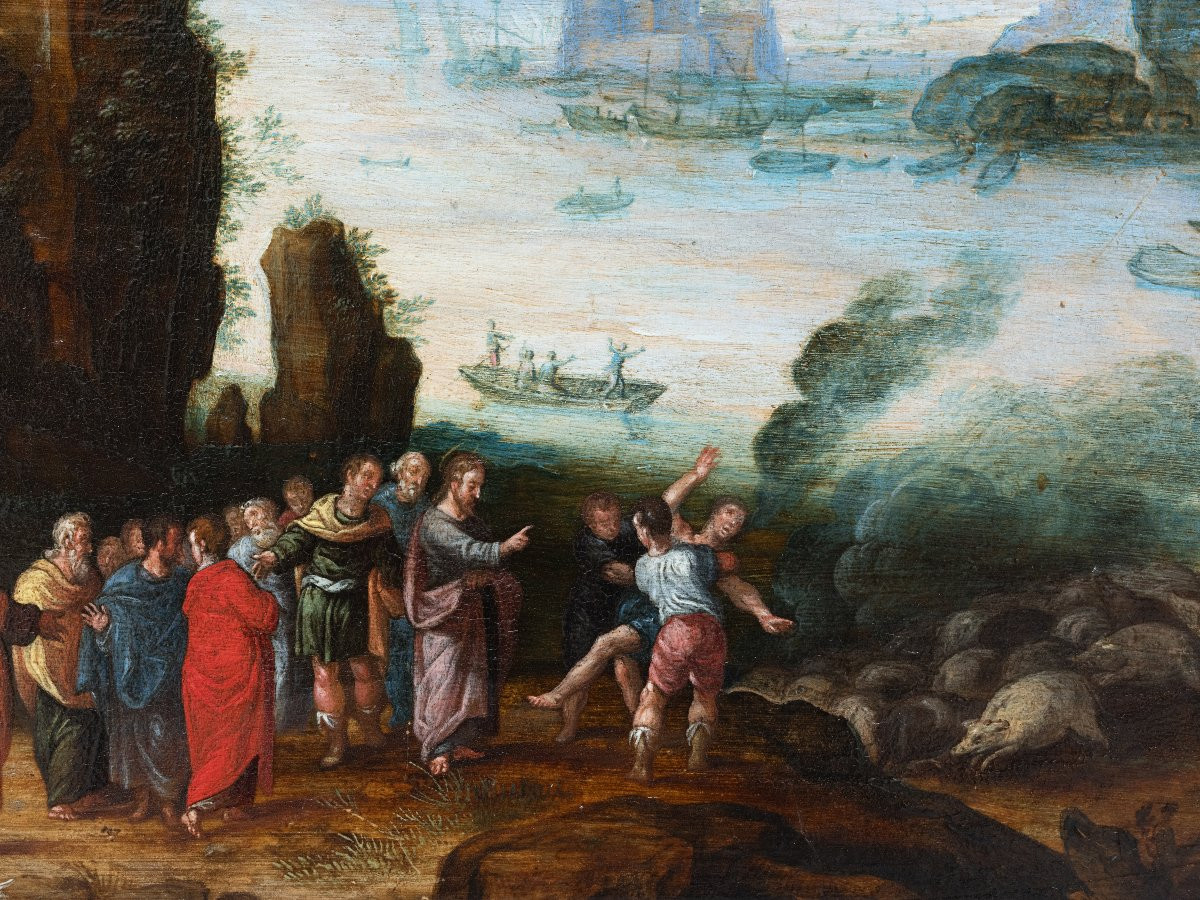 Coastal Landscape With Christ, Circle Of Paul Bril (1554-1626), 17th Century Antwerp School-photo-3
