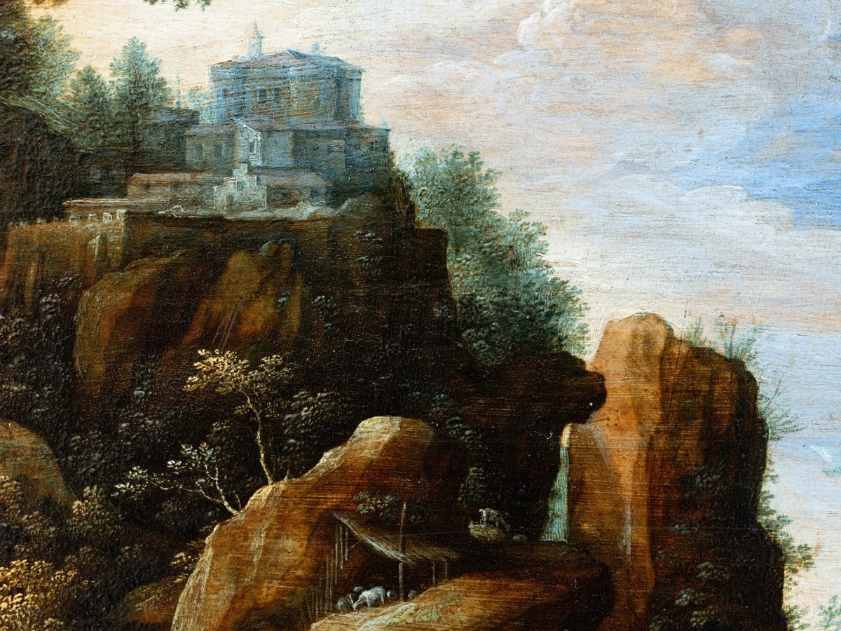 Coastal Landscape With Christ, Circle Of Paul Bril (1554-1626), 17th Century Antwerp School-photo-2