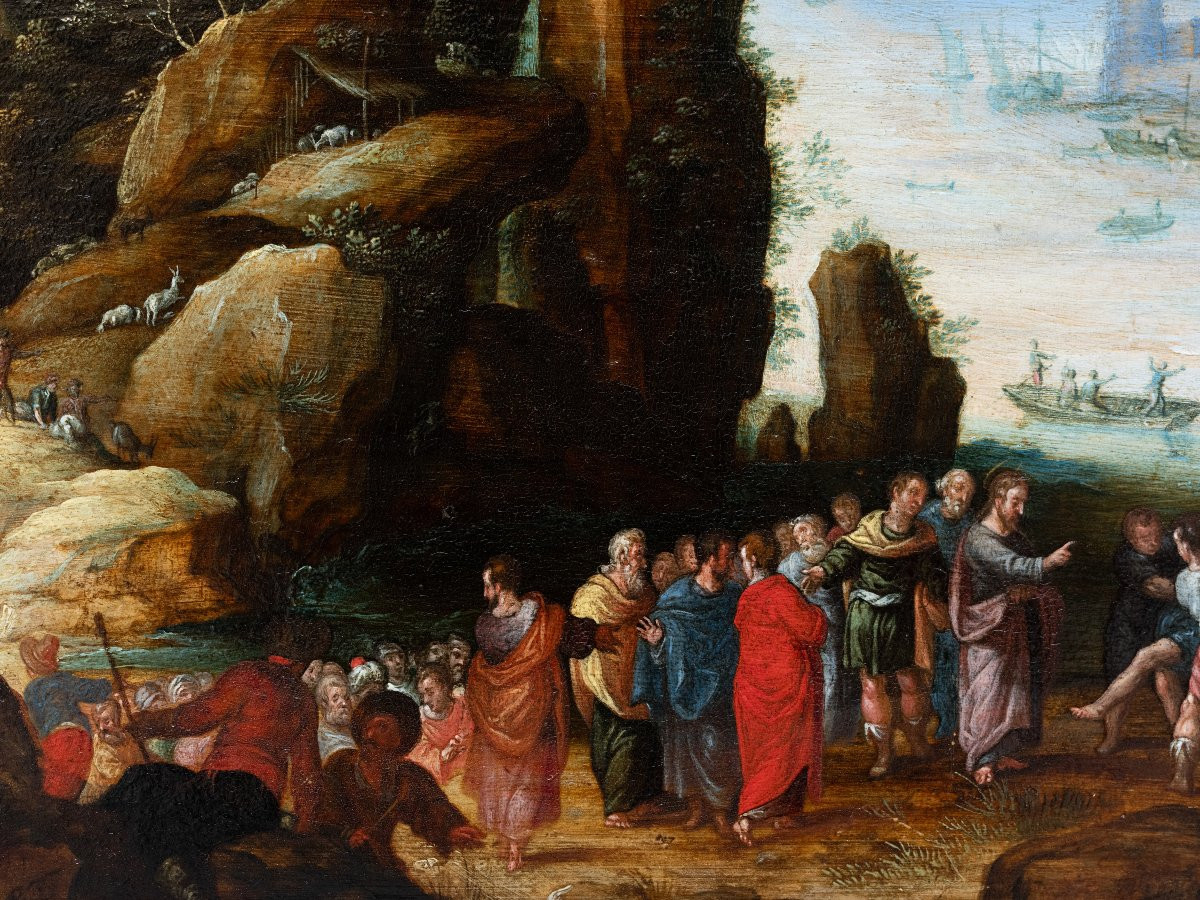 Coastal Landscape With Christ, Circle Of Paul Bril (1554-1626), 17th Century Antwerp School-photo-4