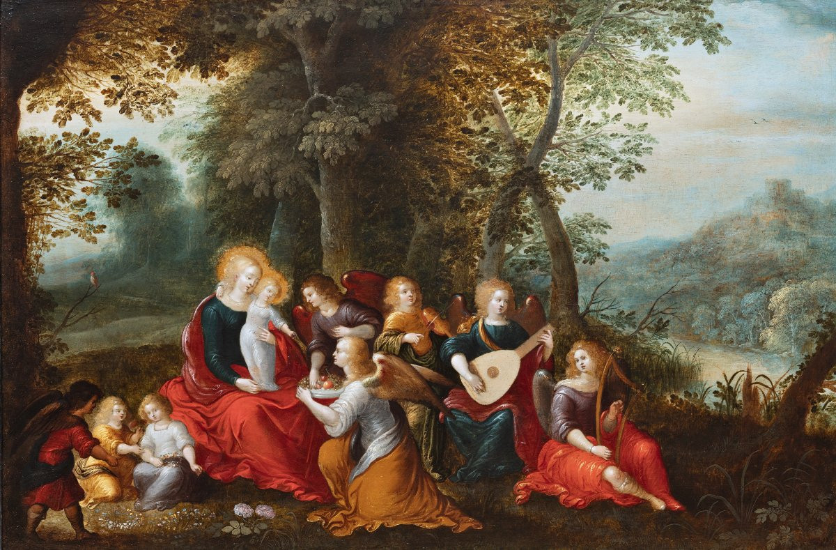 Madonna And Child With Angels, Attributed To L. De Caullery & A. Govaerts-photo-2