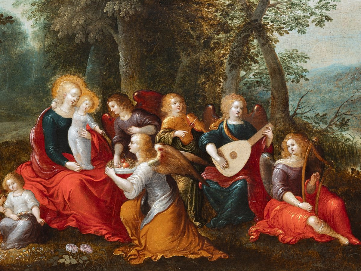 Madonna And Child With Angels, Attributed To L. De Caullery & A. Govaerts-photo-4